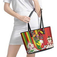 Personalised Hawaii and Philippines Together Leather Tote Bag The Emblems with Cultural Symbols Green-Yellow-Red Tricolor LT03 - Polynesian Pride
