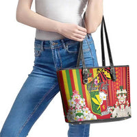 Personalised Hawaii and Philippines Together Leather Tote Bag The Emblems with Cultural Symbols Green-Yellow-Red Tricolor LT03 - Polynesian Pride