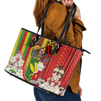 Personalised Hawaii and Philippines Together Leather Tote Bag The Emblems with Cultural Symbols Green-Yellow-Red Tricolor LT03 - Polynesian Pride