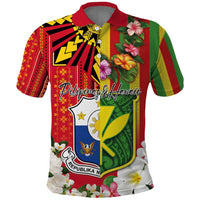 Personalised Hawaii and Philippines Together Polo Shirt The Emblems with Cultural Symbols Green-Yellow-Red Tricolor LT03 Art - Polynesian Pride