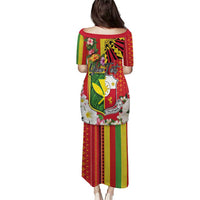 Personalised Hawaii and Philippines Together Puletasi The Emblems with Cultural Symbols Green-Yellow-Red Tricolor LT03 - Polynesian Pride