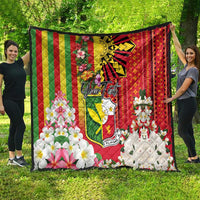 Personalised Hawaii and Philippines Together Quilt The Emblems with Cultural Symbols Green-Yellow-Red Tricolor