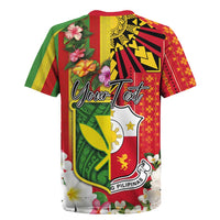 Personalised Hawaii and Philippines Together Rugby Jersey The Emblems with Cultural Symbols Green-Yellow-Red Tricolor LT03 - Polynesian Pride
