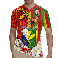 Personalised Hawaii and Philippines Together Rugby Jersey The Emblems with Cultural Symbols Green-Yellow-Red Tricolor LT03 - Polynesian Pride