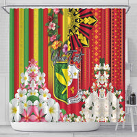 Personalised Hawaii and Philippines Together Shower Curtain The Emblems with Cultural Symbols Green-Yellow-Red Tricolor LT03 - Polynesian Pride