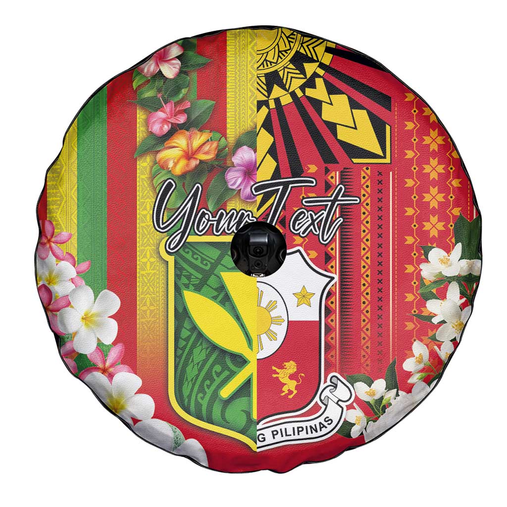 Personalised Hawaii and Philippines Together Spare Tire Cover The Emblems with Cultural Symbols Green-Yellow-Red Tricolor LT03 - Polynesian Pride