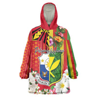 Personalised Hawaii and Philippines Together Wearable Blanket Hoodie The Emblems with Cultural Symbols Green-Yellow-Red Tricolor LT03 One Size Art - Polynesian Pride