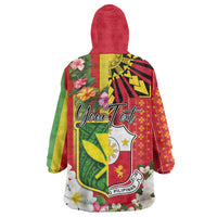 Personalised Hawaii and Philippines Together Wearable Blanket Hoodie The Emblems with Cultural Symbols Green-Yellow-Red Tricolor LT03 - Polynesian Pride