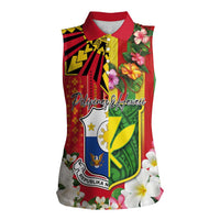Personalised Hawaii and Philippines Together Women Sleeveless Polo Shirt The Emblems with Cultural Symbols Green-Yellow-Red Tricolor LT03 Female Art - Polynesian Pride