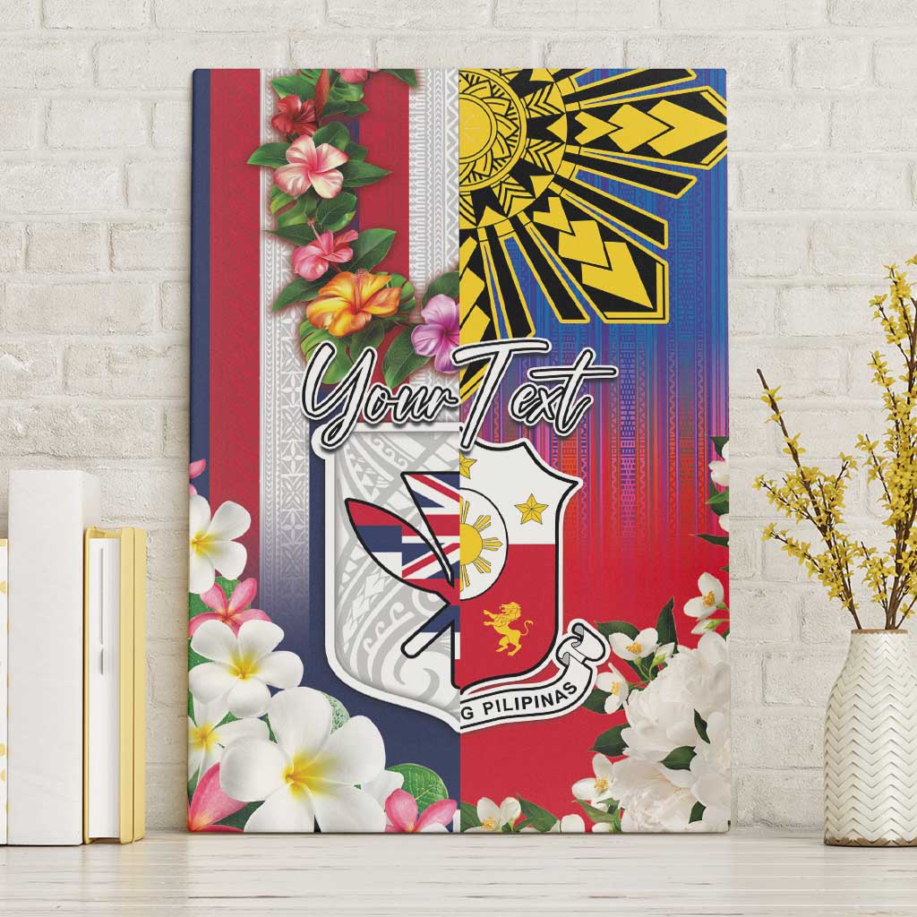 Personalised Hawaii and Philippines Together Canvas Wall Art The Emblems with Cultural Symbols Blue-White-Red Tricolor LT03 Without Frame Art - Polynesian Pride