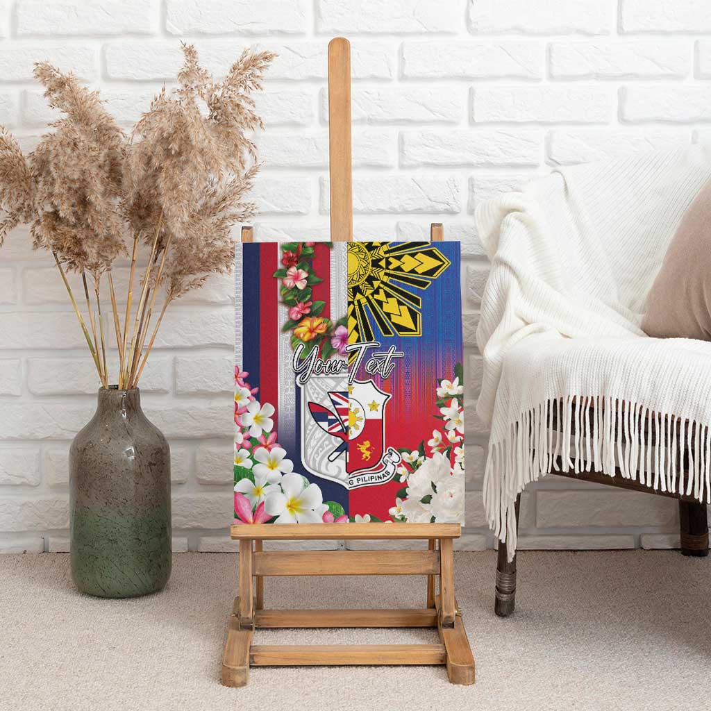 Personalised Hawaii and Philippines Together Canvas Wall Art The Emblems with Cultural Symbols Blue-White-Red Tricolor LT03 - Polynesian Pride