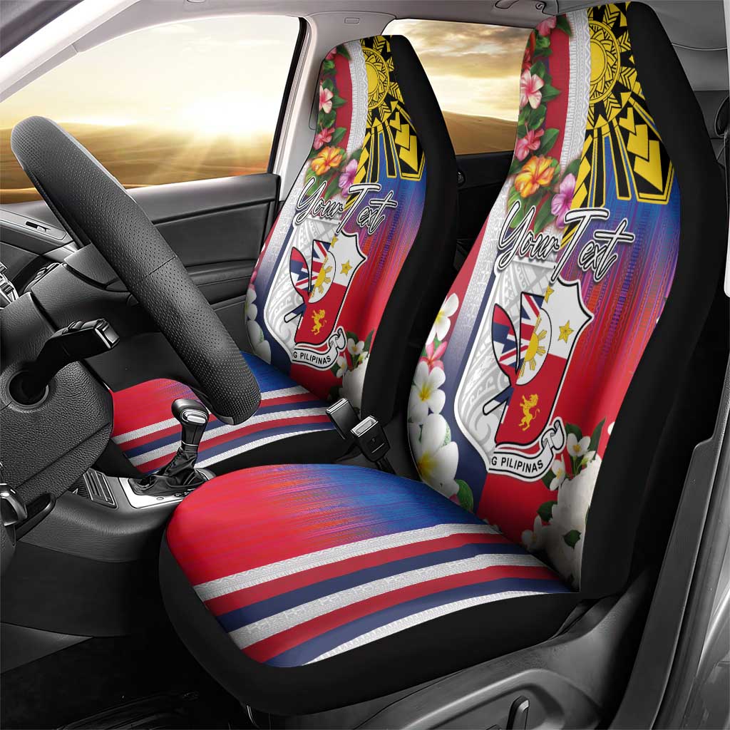 Personalised Hawaii and Philippines Together Car Seat Cover The Emblems with Cultural Symbols Blue-White-Red Tricolor LT03 - Polynesian Pride