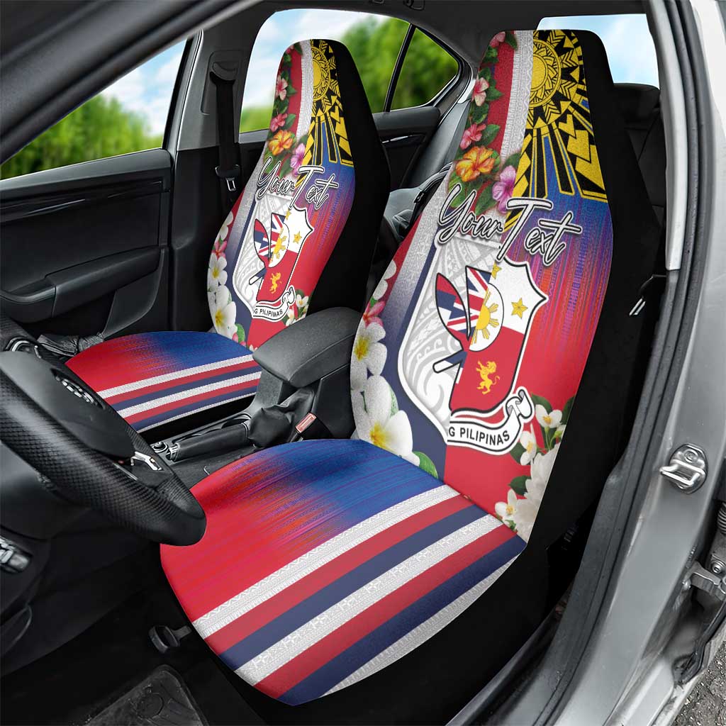 Personalised Hawaii and Philippines Together Car Seat Cover The Emblems with Cultural Symbols Blue-White-Red Tricolor LT03 - Polynesian Pride