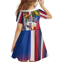 Personalised Hawaii and Philippines Together Family Matching Off Shoulder Maxi Dress and Hawaiian Shirt The Emblems with Cultural Symbols Blue-White-Red Tricolor LT03 - Polynesian Pride
