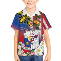 Personalised Hawaii and Philippines Together Family Matching Puletasi and Hawaiian Shirt The Emblems with Cultural Symbols Blue-White-Red Tricolor LT03 Son's Shirt Art - Polynesian Pride