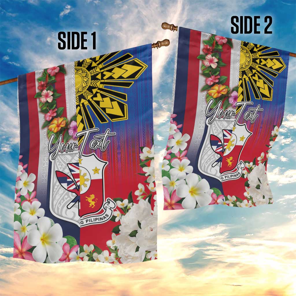 Personalised Hawaii and Philippines Together Garden Flag The Emblems with Cultural Symbols Blue-White-Red Tricolor