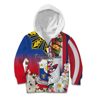 Personalised Hawaii and Philippines Together Kid Hoodie The Emblems with Cultural Symbols Blue-White-Red Tricolor LT03 Zip Hoodie Art - Polynesian Pride