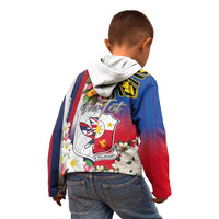 Personalised Hawaii and Philippines Together Kid Hoodie The Emblems with Cultural Symbols Blue-White-Red Tricolor LT03 - Polynesian Pride