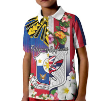 Personalised Hawaii and Philippines Together Kid Polo Shirt The Emblems with Cultural Symbols Blue-White-Red Tricolor LT03 Kid Art - Polynesian Pride
