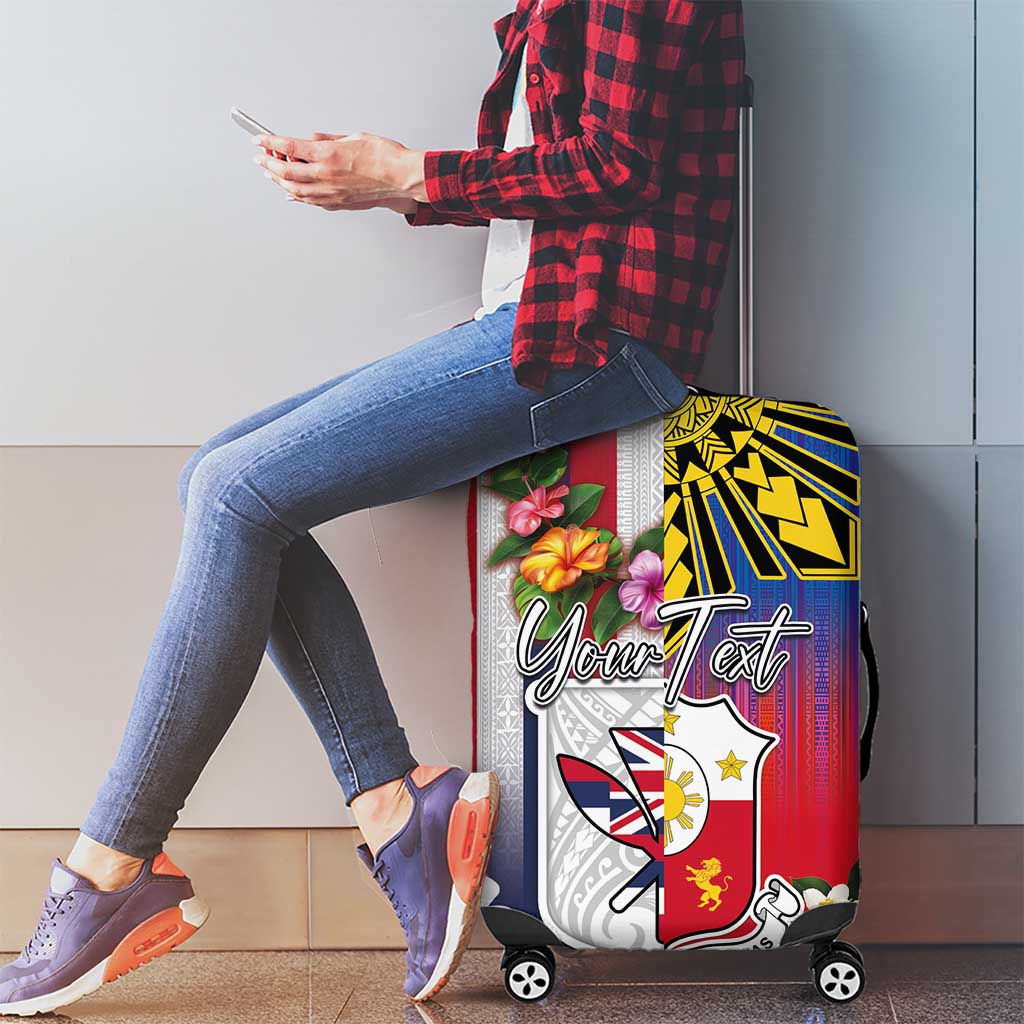 Personalised Hawaii and Philippines Together Luggage Cover The Emblems with Cultural Symbols Blue-White-Red Tricolor LT03 - Polynesian Pride