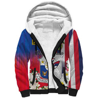 Personalised Hawaii and Philippines Together Sherpa Hoodie The Emblems with Cultural Symbols Blue-White-Red Tricolor LT03 Unisex Art - Polynesian Pride
