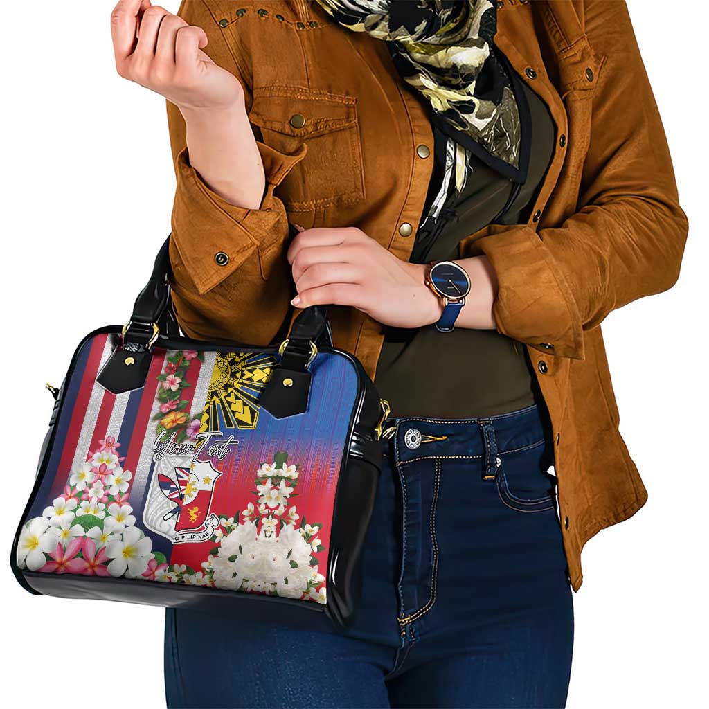 Personalised Hawaii and Philippines Together Shoulder Handbag The Emblems with Cultural Symbols Blue-White-Red Tricolor
