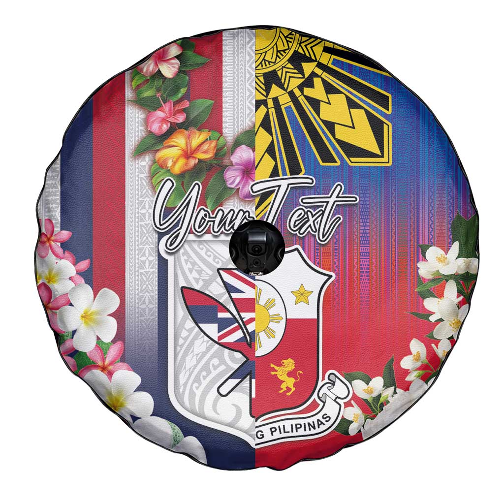 Personalised Hawaii and Philippines Together Spare Tire Cover The Emblems with Cultural Symbols Blue-White-Red Tricolor LT03 - Polynesian Pride