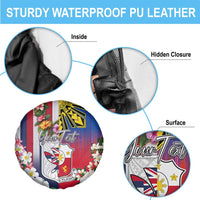 Personalised Hawaii and Philippines Together Spare Tire Cover The Emblems with Cultural Symbols Blue-White-Red Tricolor LT03 - Polynesian Pride