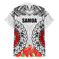 Samoa Siapo Ula Fala Family Matching Summer Maxi Dress and Hawaiian Shirt With Ginger Plant White Color LT03 - Polynesian Pride