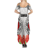 Samoa Siapo Ula Fala Family Matching Summer Maxi Dress and Hawaiian Shirt With Ginger Plant White Color LT03 - Polynesian Pride