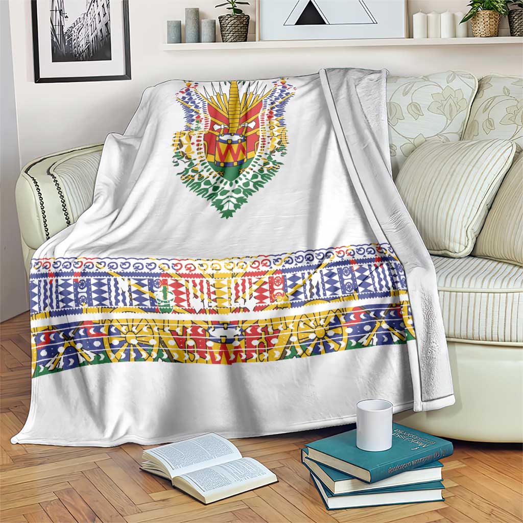 Haiti Flag Traditional Dashiki Blanket White Color LT03 White - Polynesian Pride