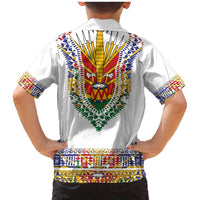 Haiti Flag Traditional Dashiki Family Matching Mermaid Dress and Hawaiian Shirt White Color LT03 - Polynesian Pride