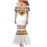 Haiti Flag Traditional Dashiki Family Matching Mermaid Dress and Hawaiian Shirt White Color LT03 - Polynesian Pride