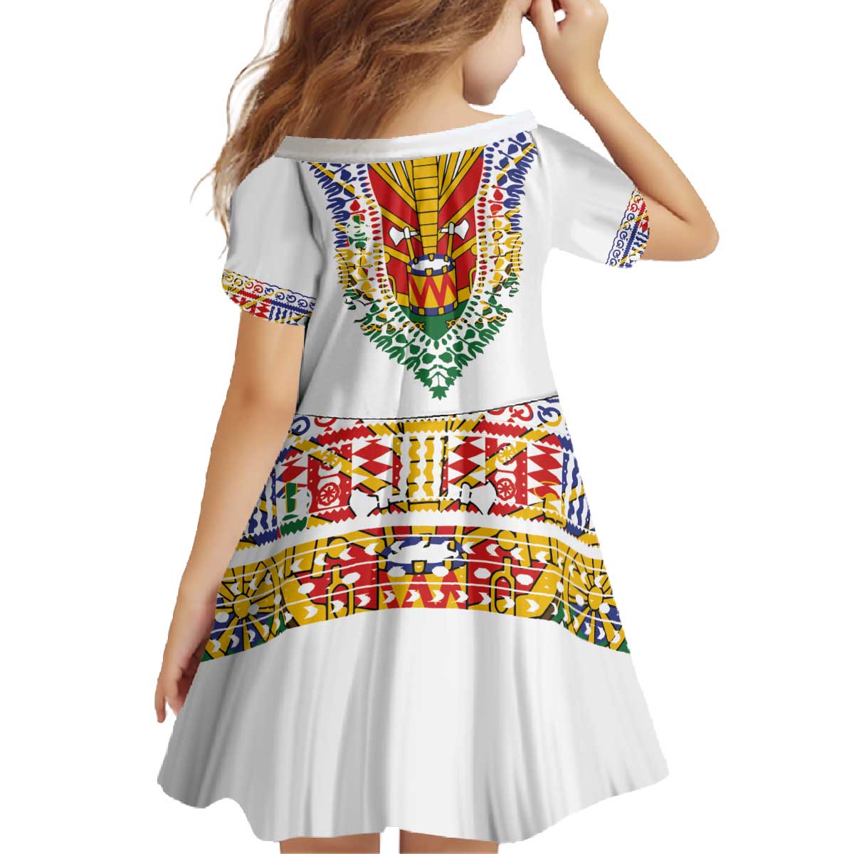 Haiti Flag Traditional Dashiki Family Matching Off The Shoulder Long Sleeve Dress and Hawaiian Shirt White Color LT03 - Polynesian Pride