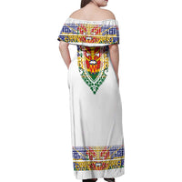 Haiti Flag Traditional Dashiki Family Matching Off Shoulder Maxi Dress and Hawaiian Shirt White Color LT03 - Polynesian Pride
