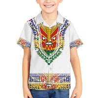Haiti Flag Traditional Dashiki Family Matching Off Shoulder Maxi Dress and Hawaiian Shirt White Color LT03 Son's Shirt White - Polynesian Pride