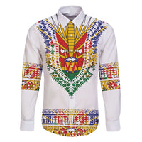 Haiti Flag Traditional Dashiki Family Matching Off Shoulder Short Dress and Hawaiian Shirt White Color LT03 Dad's Shirt - Long Sleeve White - Polynesian Pride