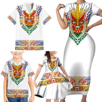 Haiti Flag Traditional Dashiki Family Matching Short Sleeve Bodycon Dress and Hawaiian Shirt White Color LT03 - Polynesian Pride
