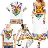 Haiti Flag Traditional Dashiki Family Matching Summer Maxi Dress and Hawaiian Shirt White Color LT03 - Polynesian Pride