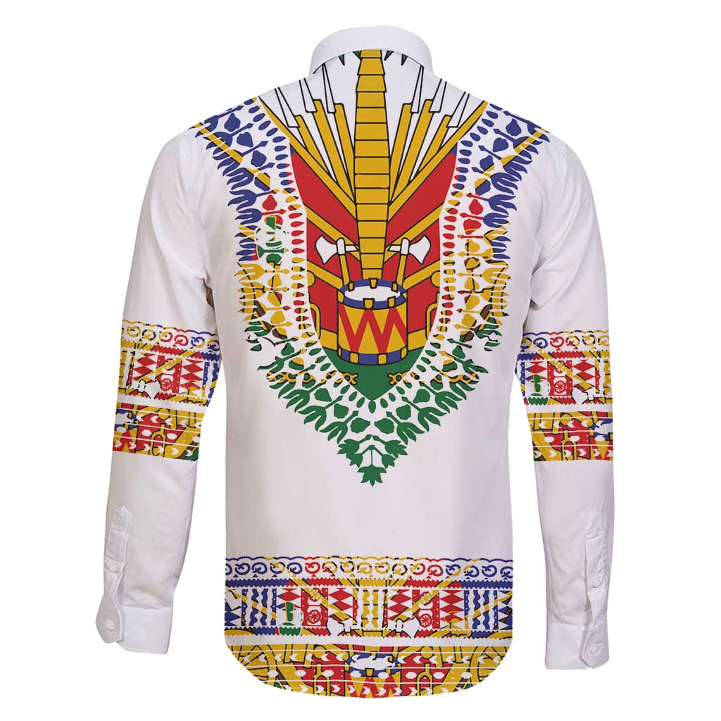 Haiti Flag Traditional Dashiki Family Matching Tank Maxi Dress and Hawaiian Shirt White Color LT03 - Polynesian Pride