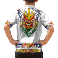 Haiti Flag Traditional Dashiki Hawaiian Shirt White Color - Polynesian Pride