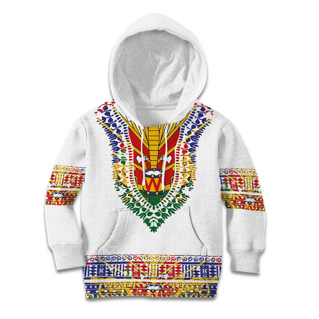 Haiti Flag Traditional Dashiki Kid Hoodie White Color LT03 Hoodie White - Polynesian Pride
