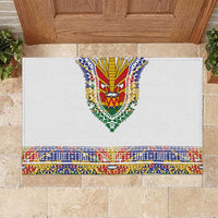 Haiti Flag Traditional Dashiki Rubber Doormat White Color - Polynesian Pride