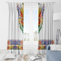 Haiti Flag Traditional Dashiki Window Curtain White Color - Polynesian Pride