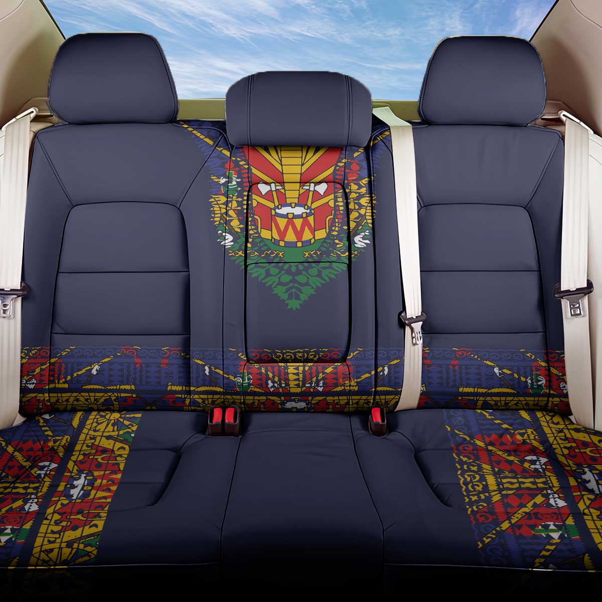 Haiti Flag Traditional Dashiki Back Car Seat Cover Black Color LT03 One Size Black - Polynesian Pride