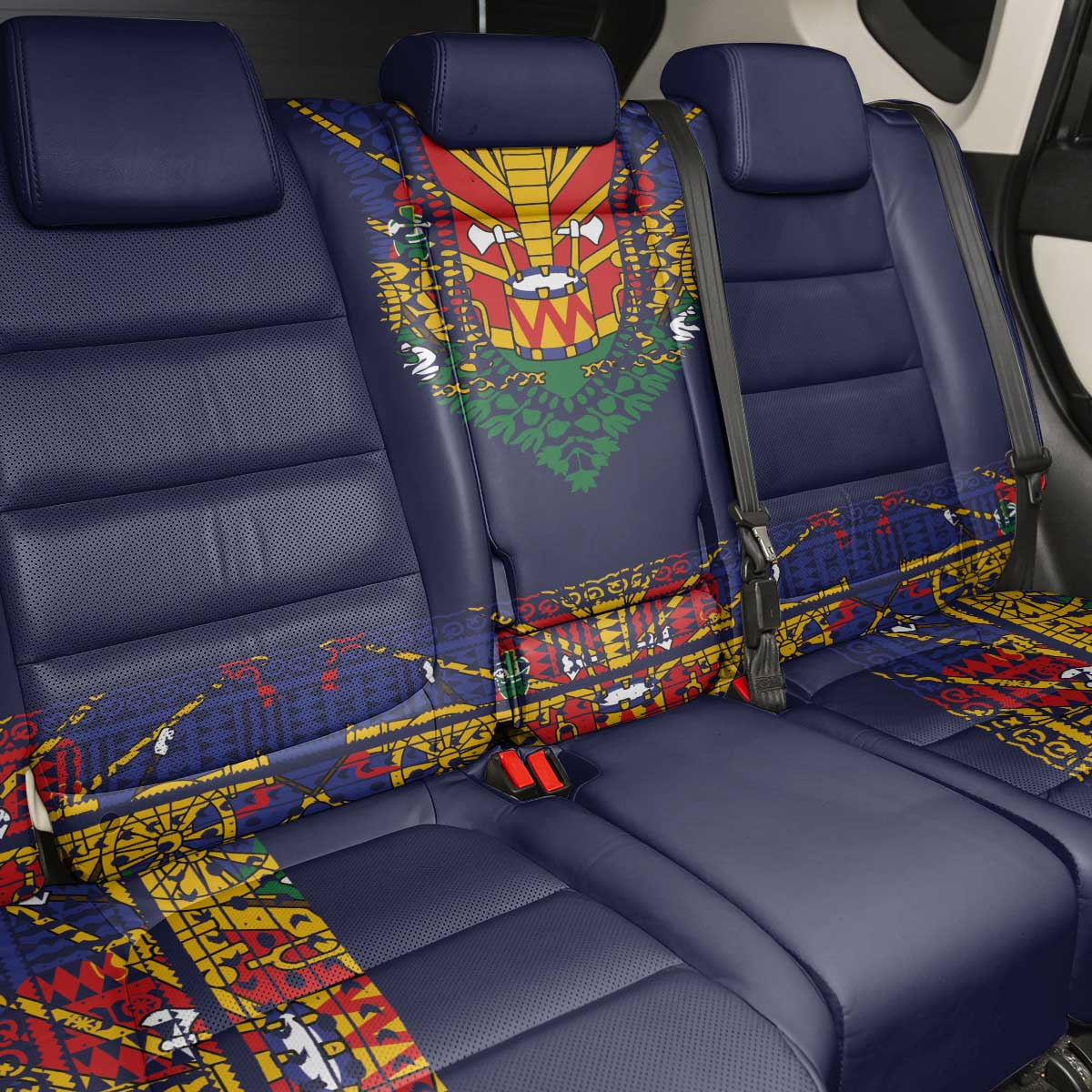 Haiti Flag Traditional Dashiki Back Car Seat Cover Black Color LT03 - Polynesian Pride
