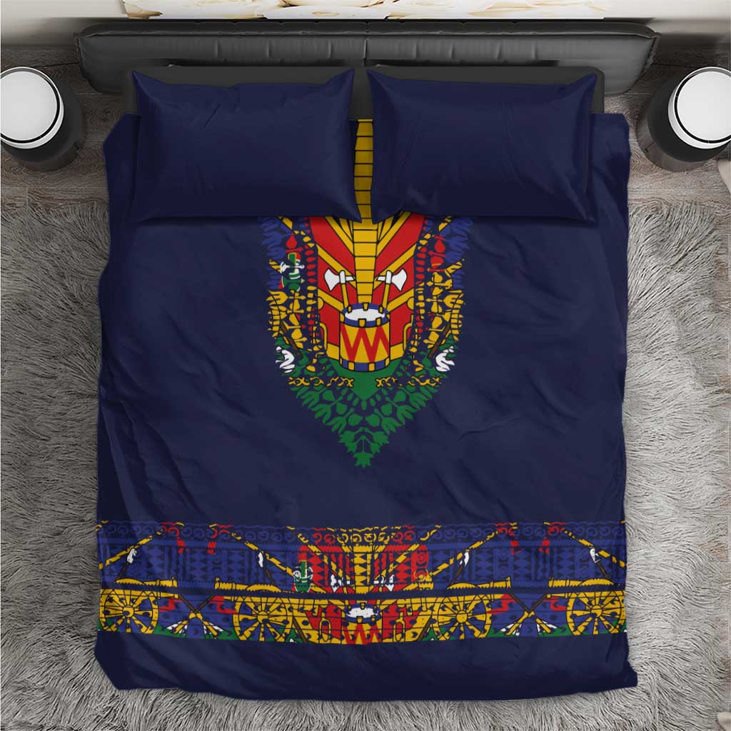 Haiti Flag Traditional Dashiki Bedding Set Black Color LT03 Black - Polynesian Pride