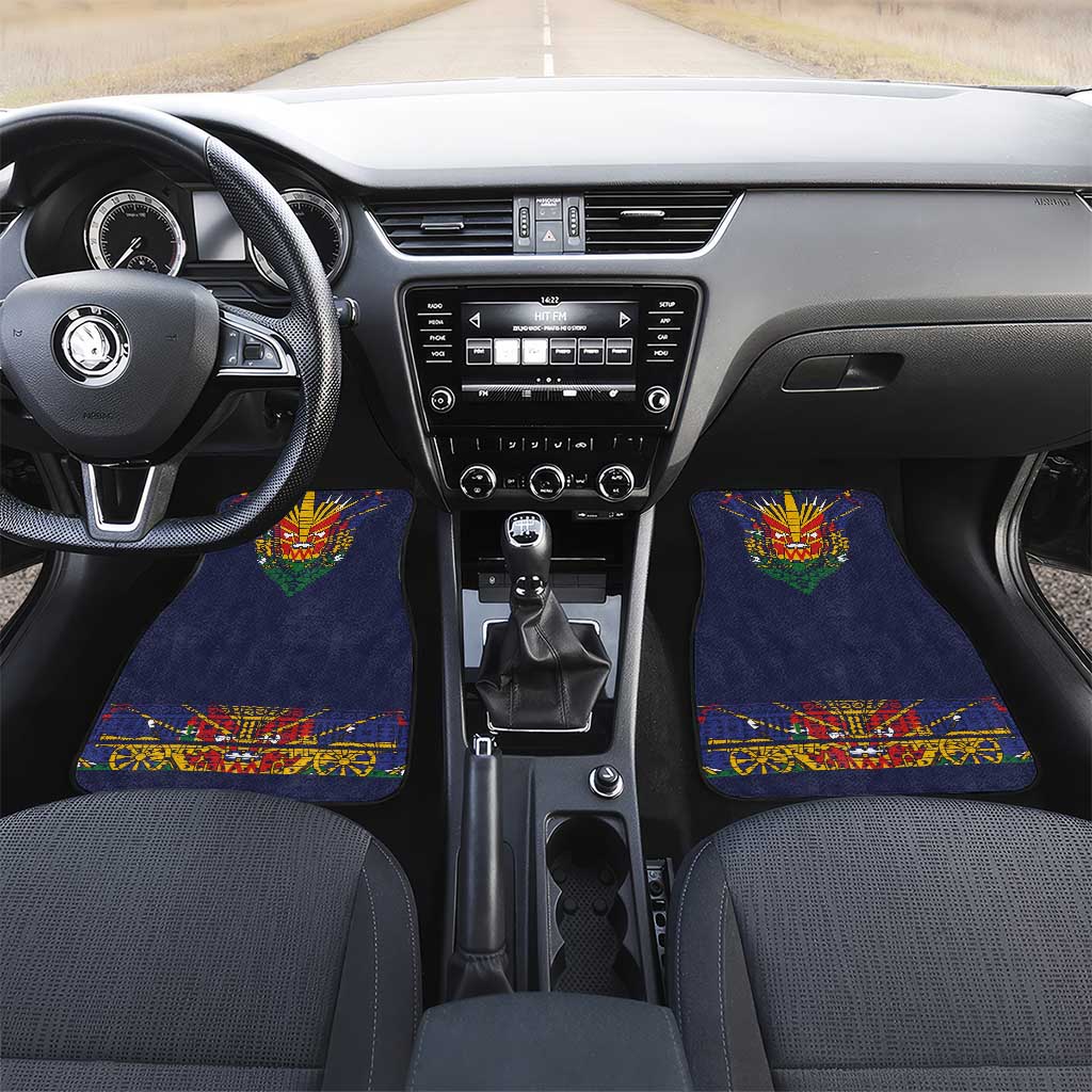 Haiti Flag Traditional Dashiki Car Mats Black Color - Polynesian Pride