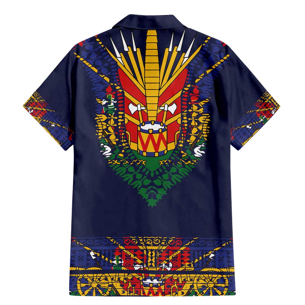 Haiti Flag Traditional Dashiki Family Matching Mermaid Dress and Hawaiian Shirt Black Color LT03 - Polynesian Pride