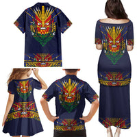 Haiti Flag Traditional Dashiki Family Matching Puletasi and Hawaiian Shirt Black Color LT03 - Polynesian Pride